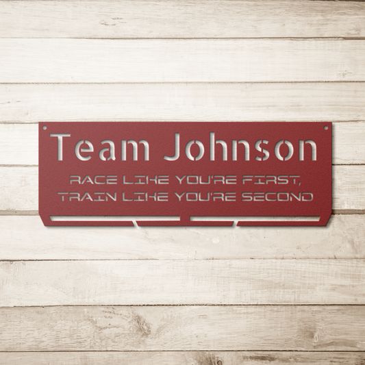 Custom Name - RUNNER Medal Hanger - Die-Cut Metal Sign