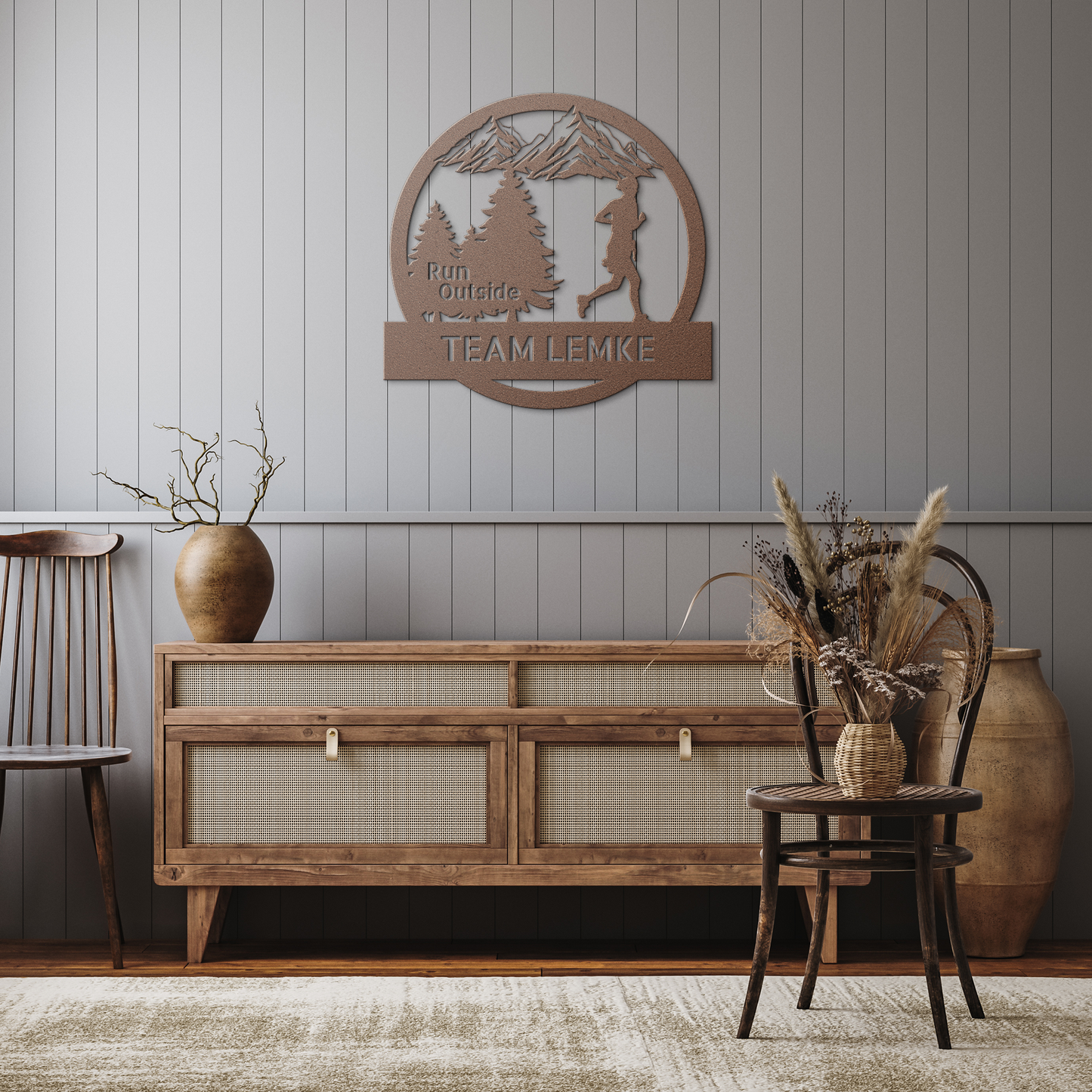 Customized Run Outside - Female Runner - Die-Cut Metal Signs