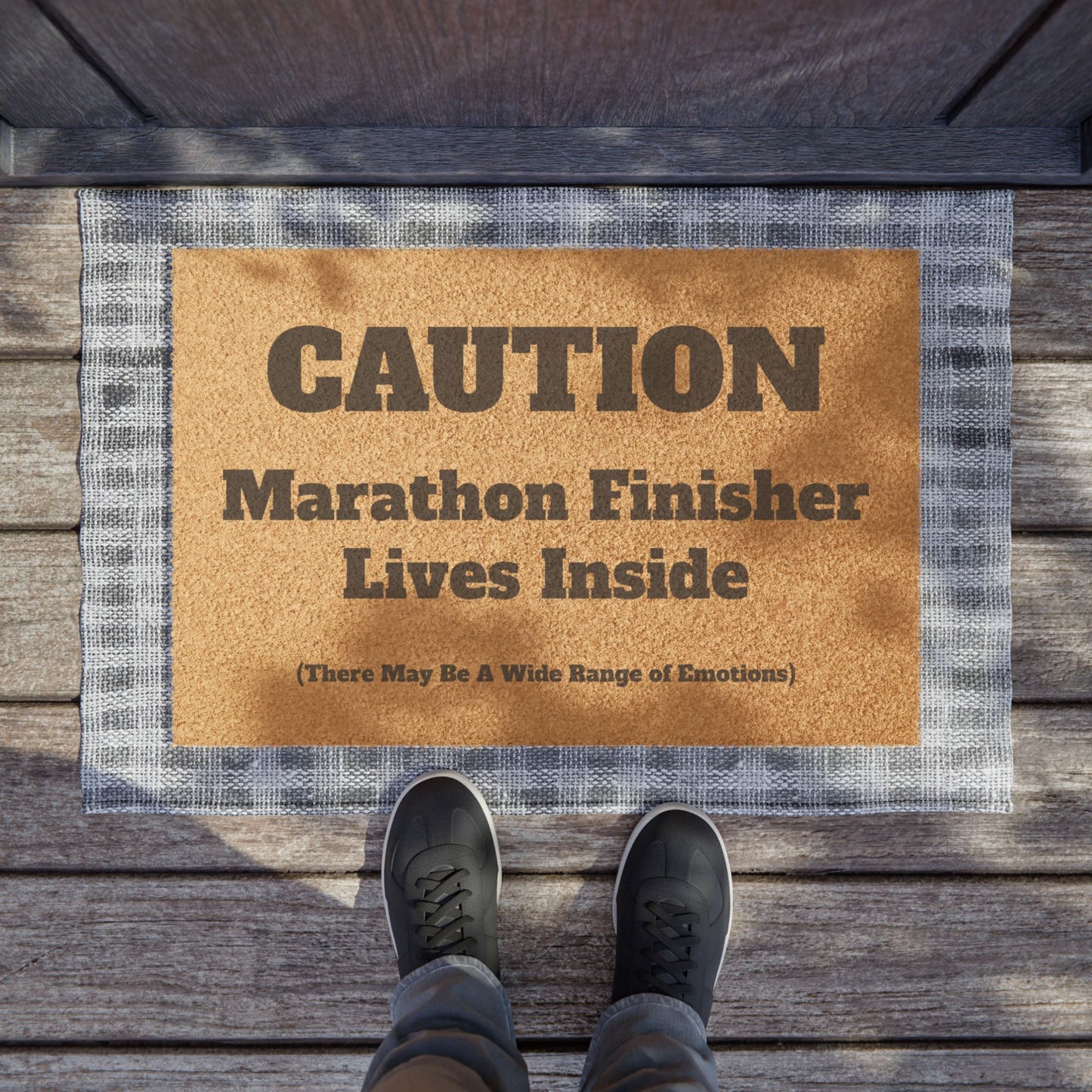 Caution - Marathon Finisher Lives Inside - Doormat