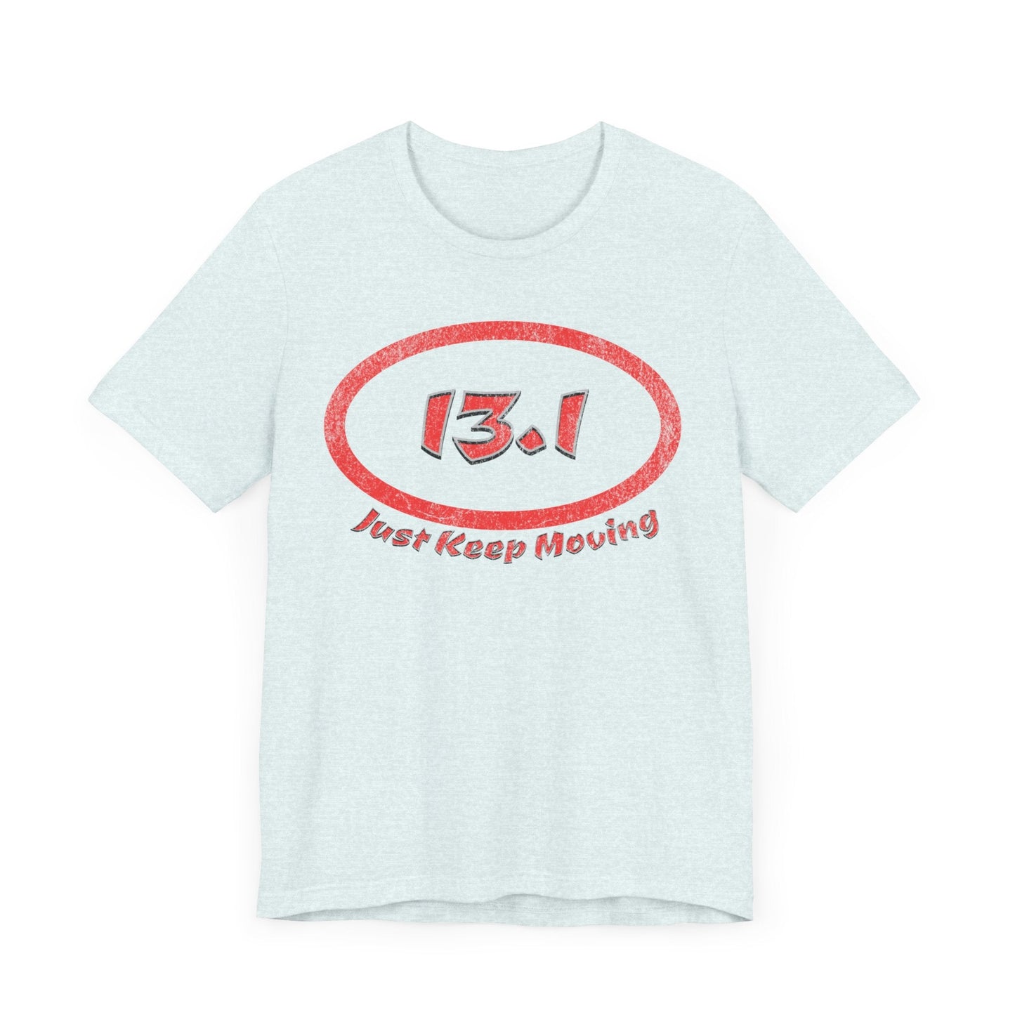 13.1 Marathon Distance Oval (Red w/Just Keep Moving) - Run T-Shirt - Forward Gear Athletics