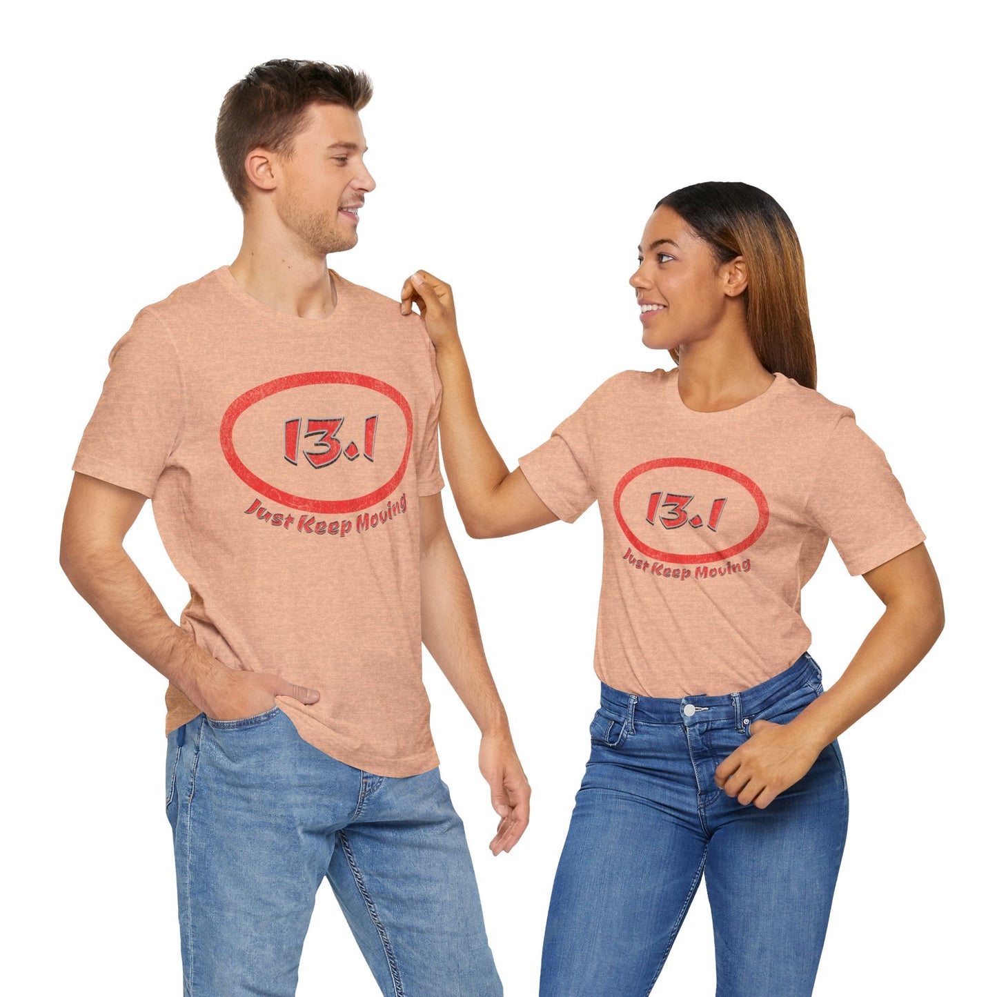 13.1 Marathon Distance Oval (Red w/Just Keep Moving) - Run T-Shirt - Forward Gear Athletics