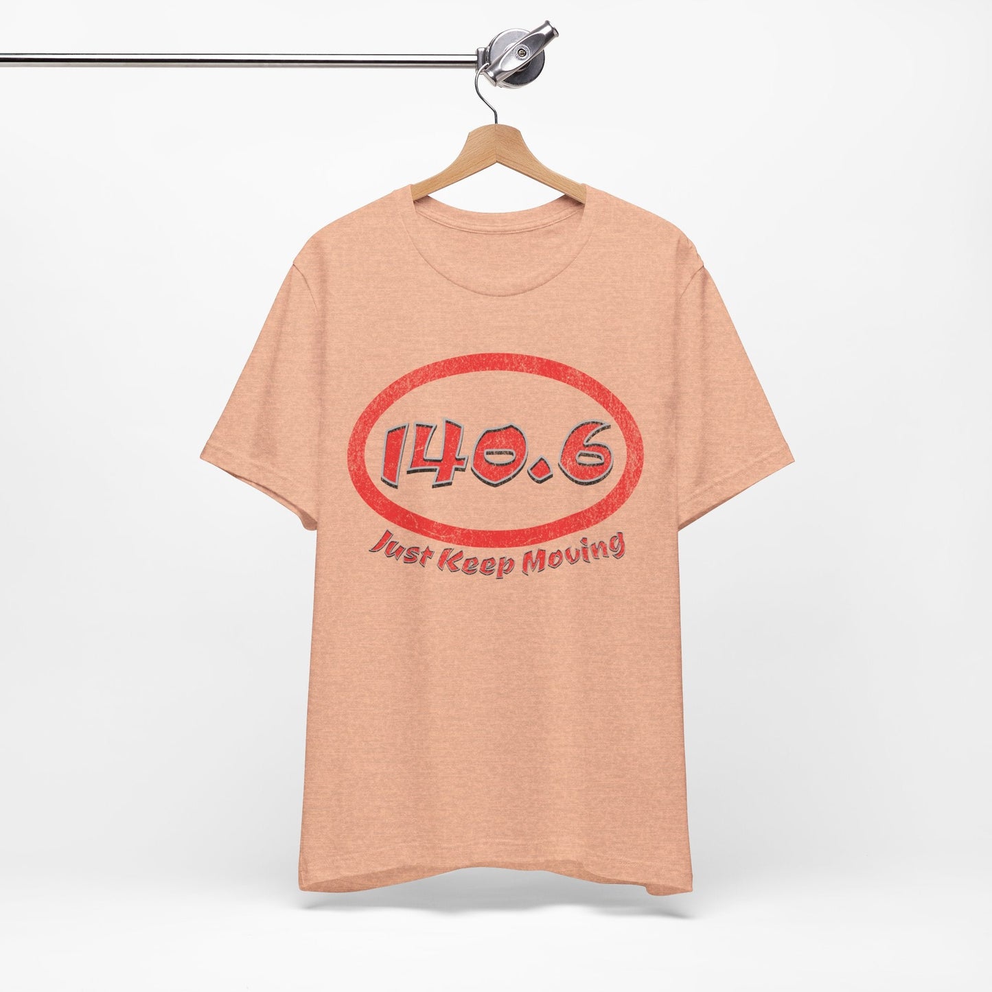 140.6 Triathlon Distance Oval (Red w/Just Keep Moving) - Swim, Bike, Run T-Shirt - Forward Gear Athletics