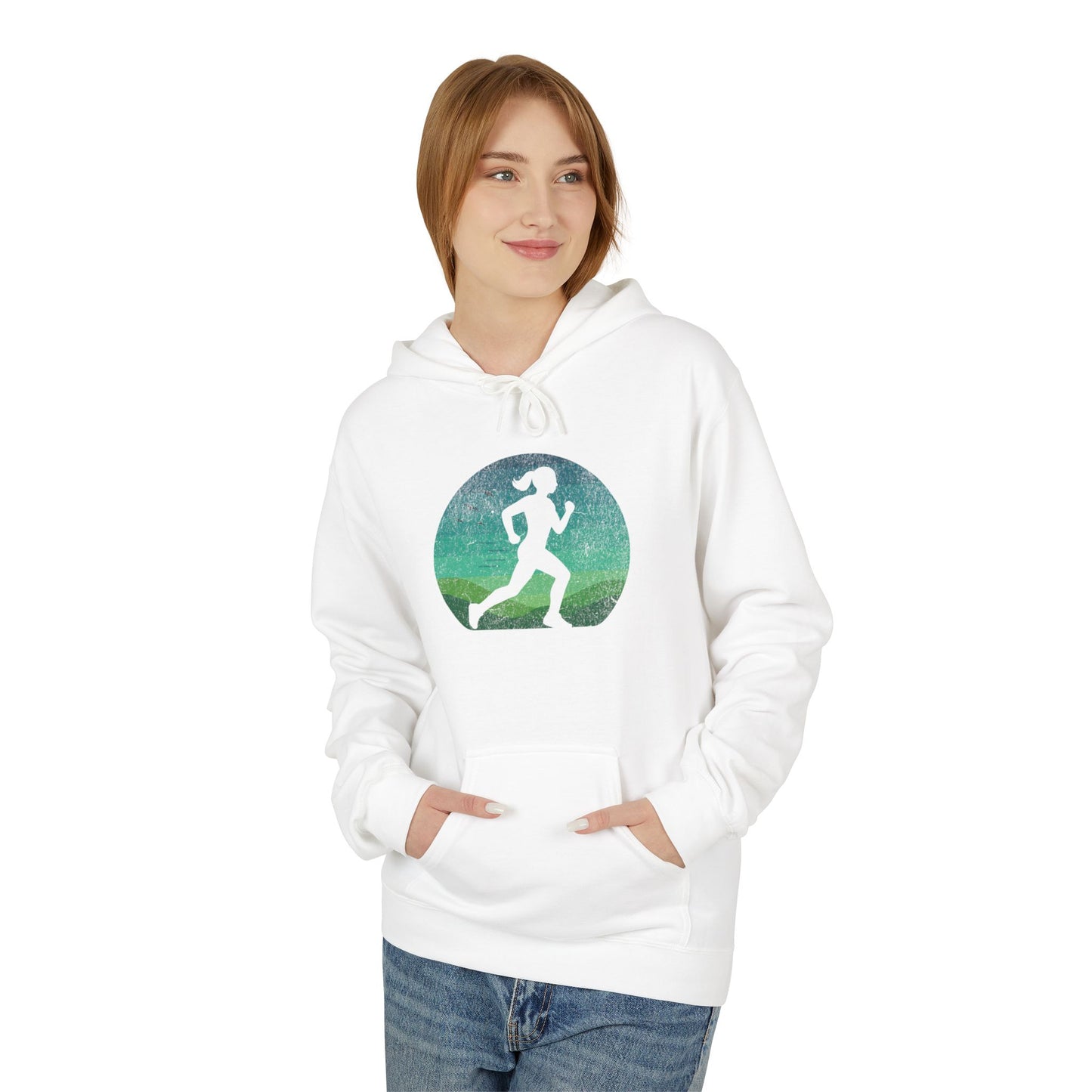 Woman Running Silhouette - Unisex Fleece Hoodie