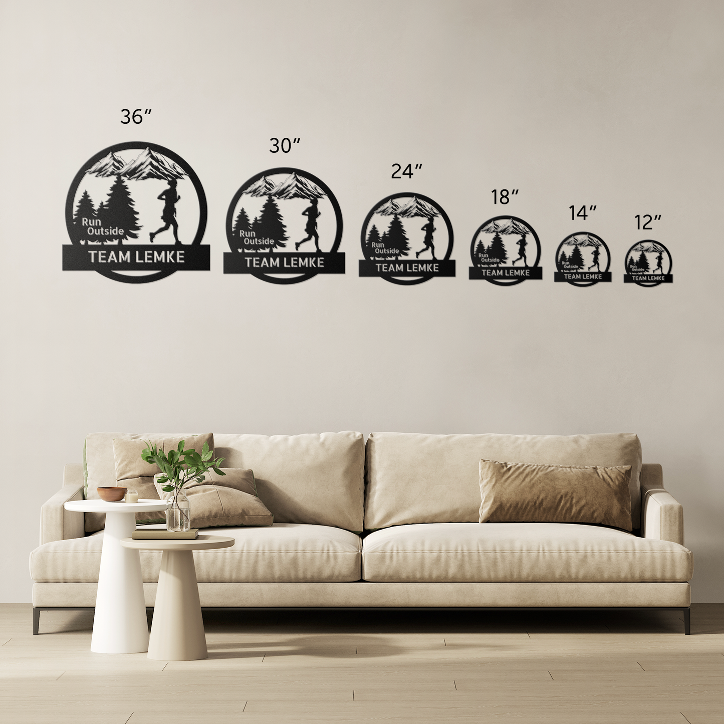 Customized Run Outside - Female Runner - Die-Cut Metal Signs