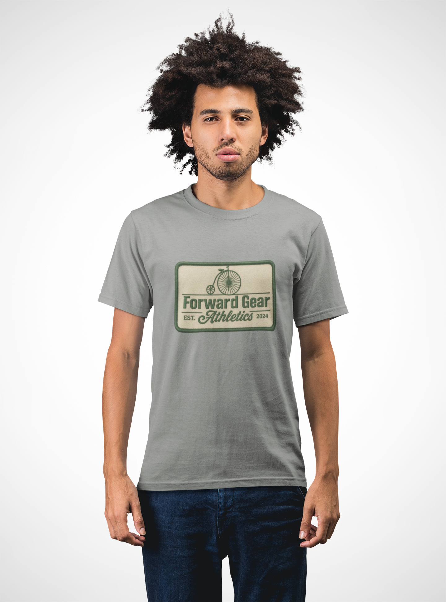 Vintage Bicycle Athletic Tee - Patchwork Design - Forward Gear Athletics