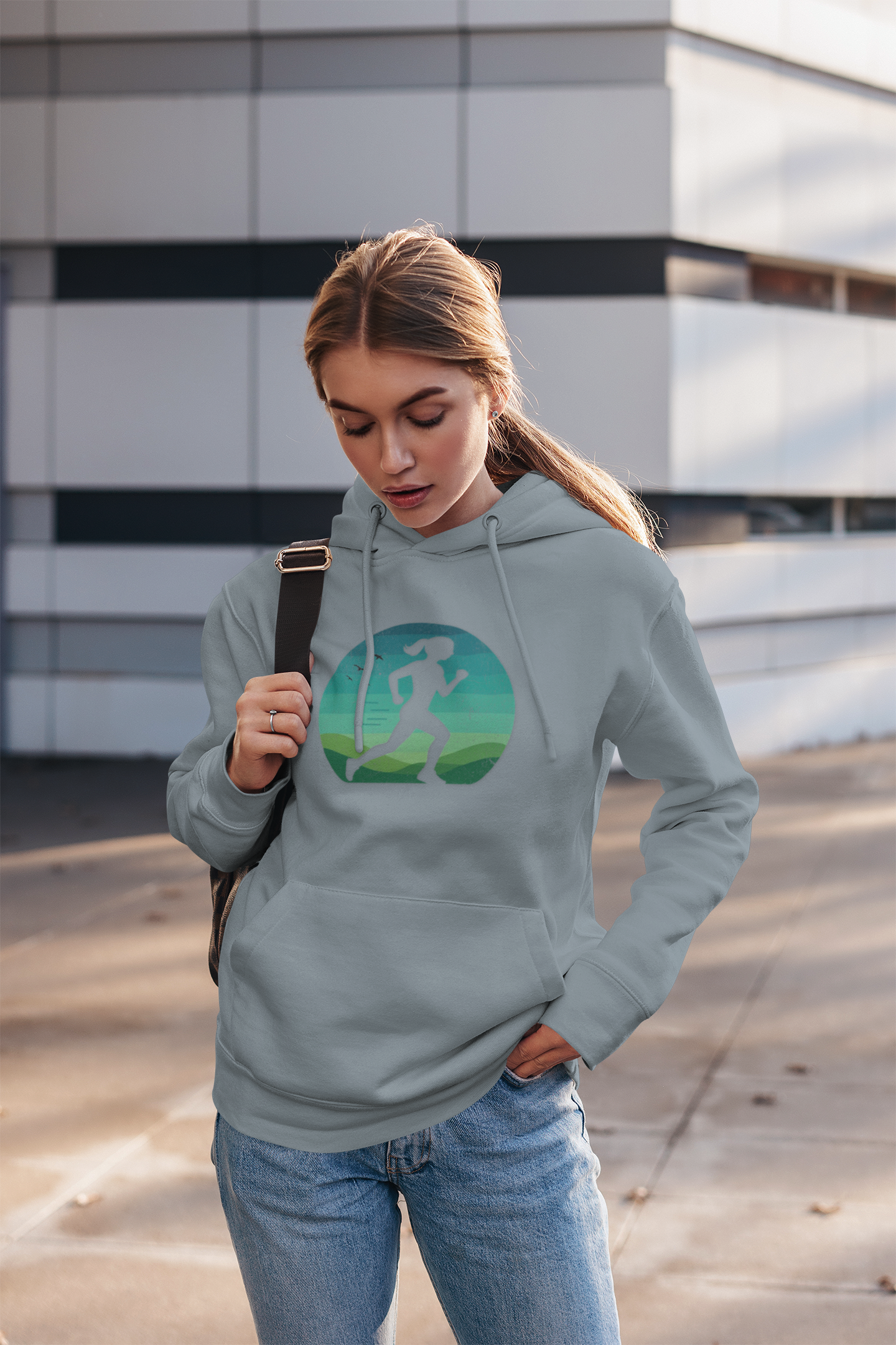 Woman Running Silhouette - Unisex Fleece Hoodie