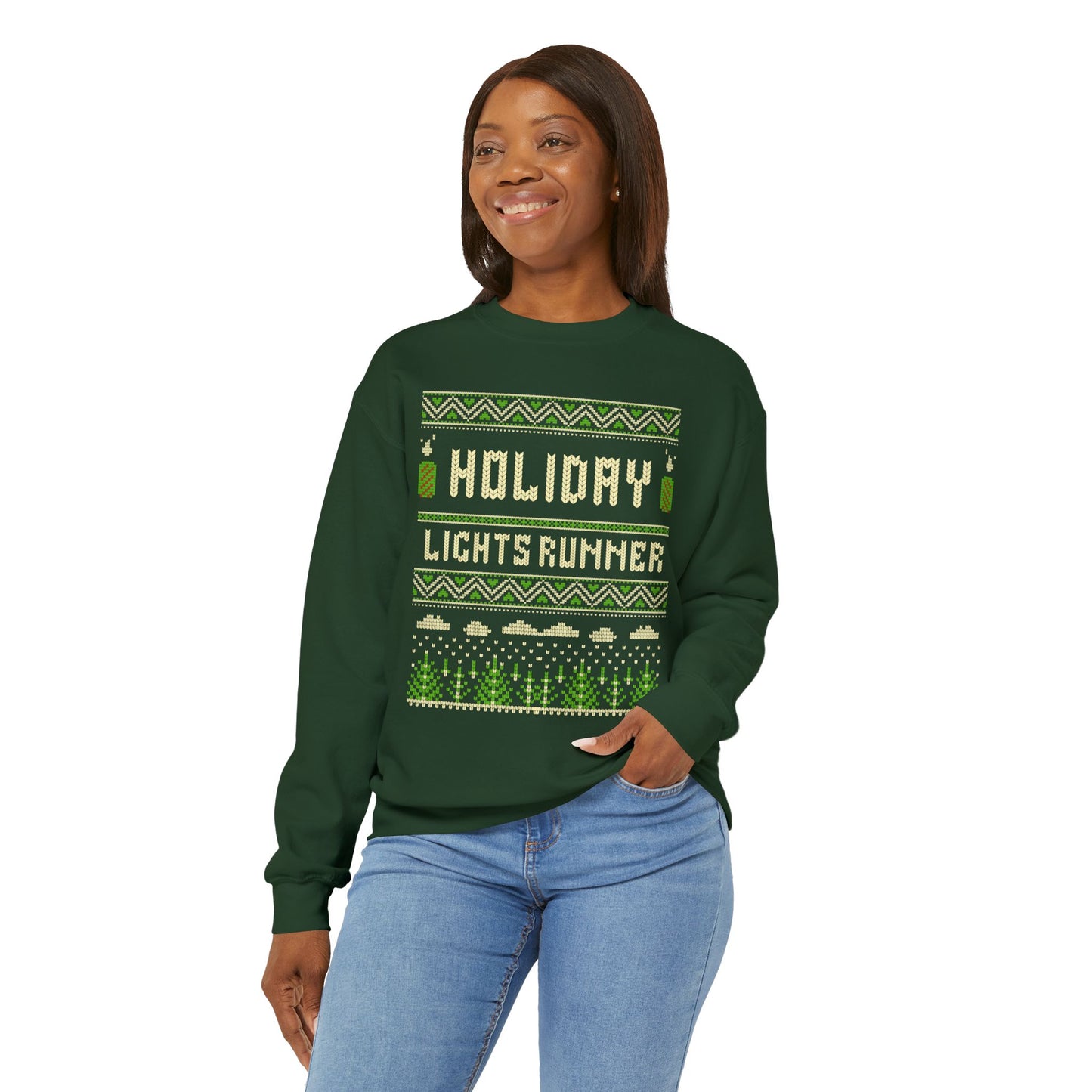 Holiday Lights Runner - Unisex Crewneck Sweatshirt