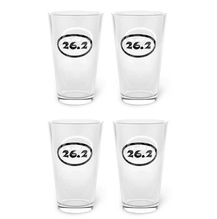 26.2 Marathon Distance - Pint Glass, 16oz (Set of 4) - Forward Gear Athletics