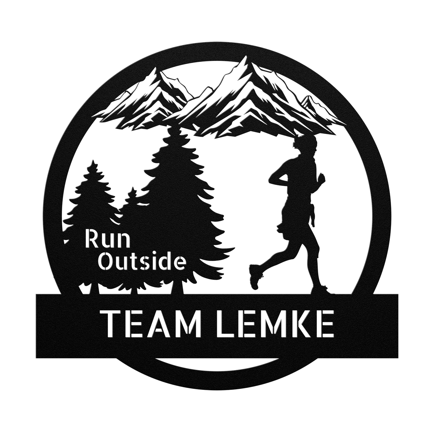 Customized Run Outside - Female Runner - Die-Cut Metal Signs