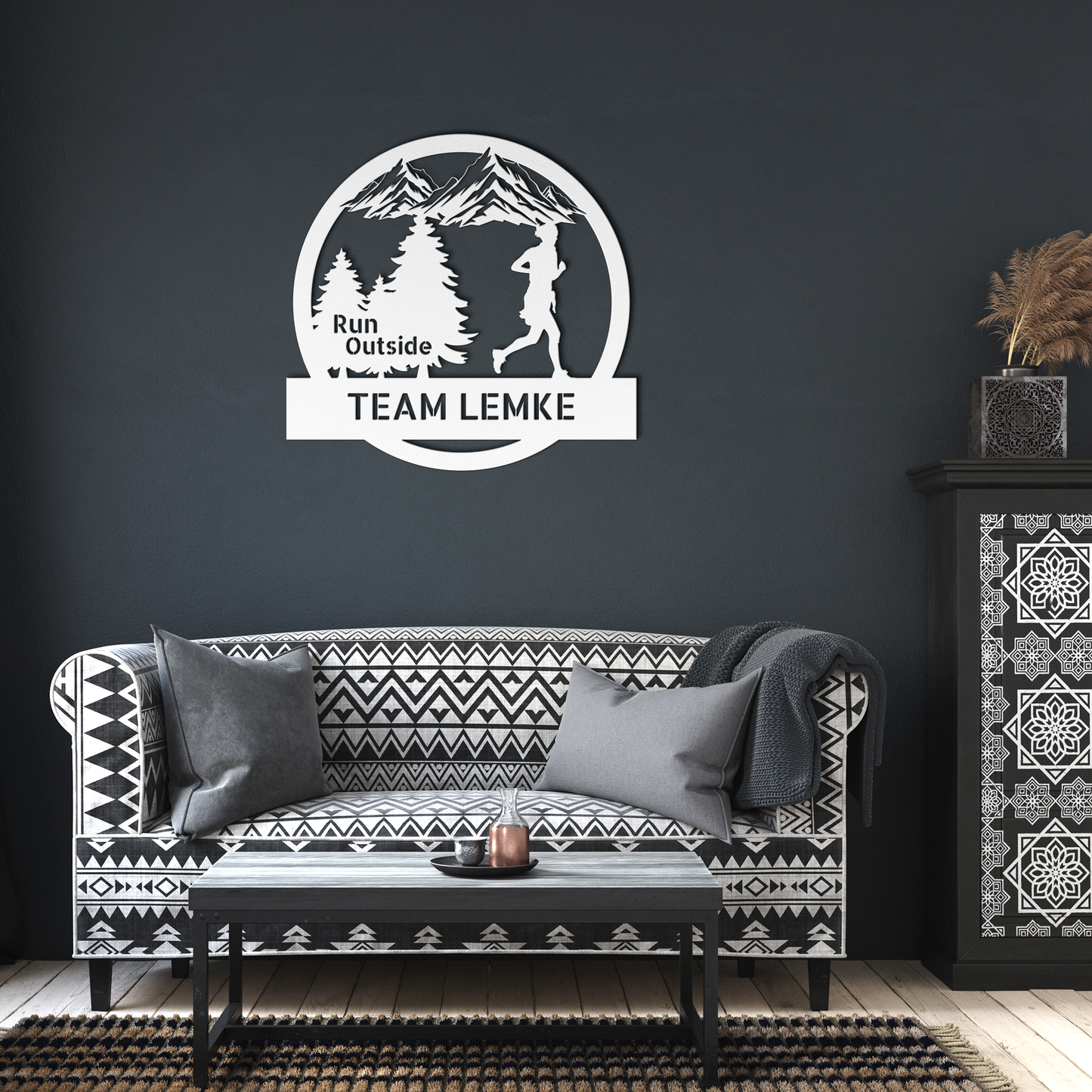 Customized Run Outside - Female Runner - Die-Cut Metal Signs