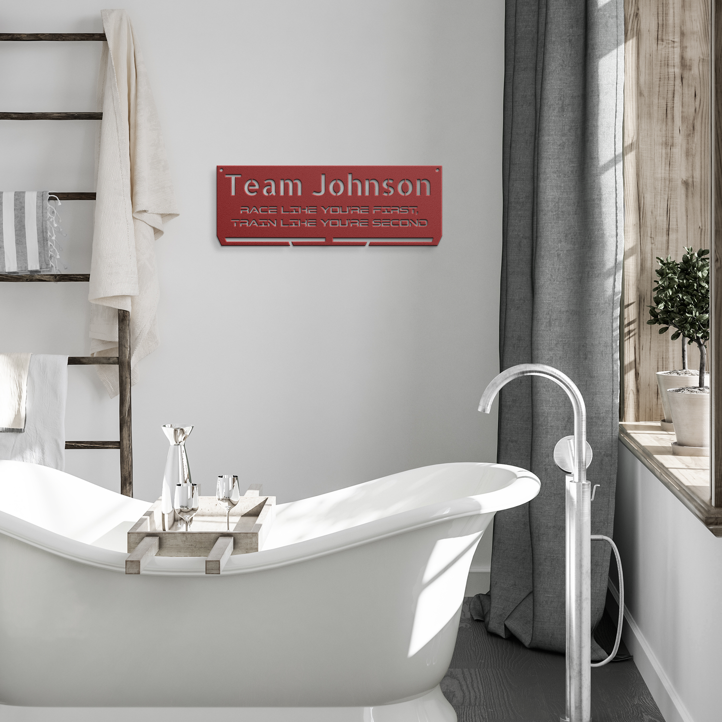 Custom Name - RUNNER Medal Hanger - Die-Cut Metal Sign