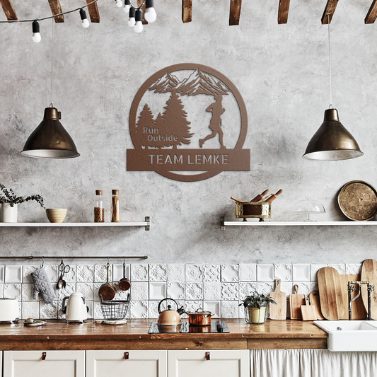 Customized Run Outside - Female Runner - Die-Cut Metal Signs