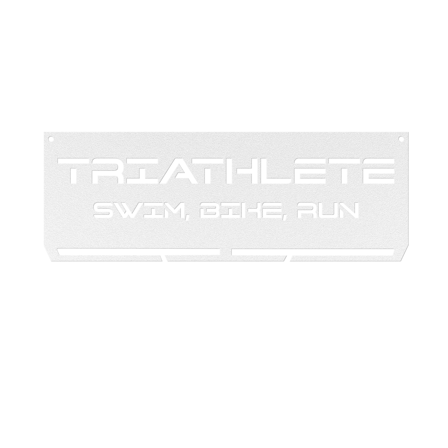 Swim Bike Run Medal Hanger - Die-Cut Metal Sign