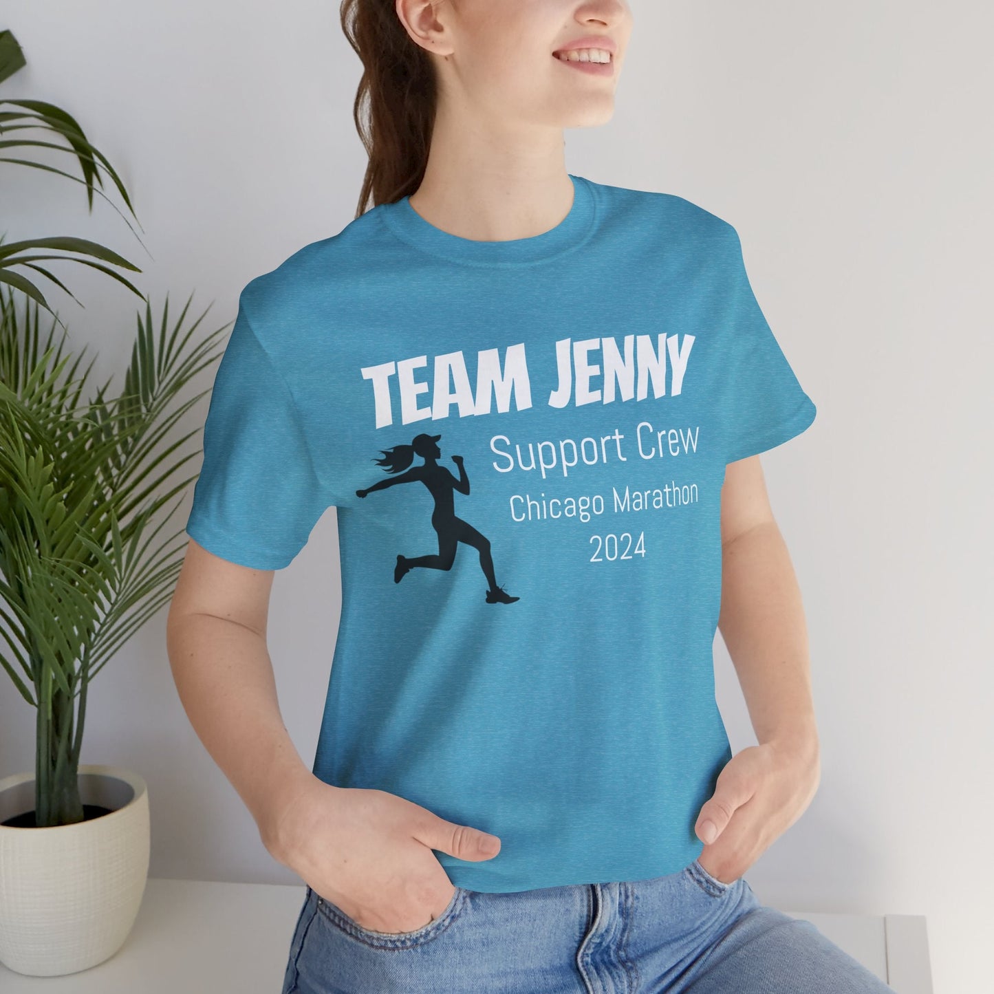 Customized Race Support Crew T-Shirt - 3 Personalization Fields: Name, Race, and Year - Runner Girl - Unisex - Forward Gear Athletics