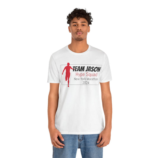 Customized Race Support Crew T-Shirt - 3 Personalization Fields: Name, Race, and Year - Runner Guy Hype Squad - Unisex - Forward Gear Athletics