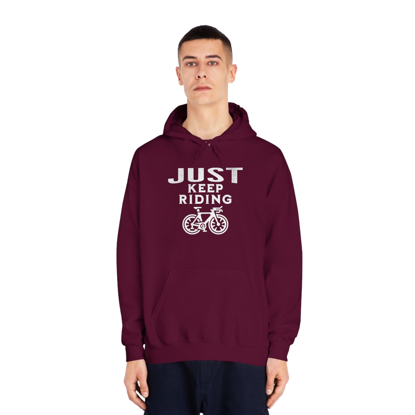Cycling - Just Keep Moving (White print) Hoodie - Unisex - Forward Gear Athletics