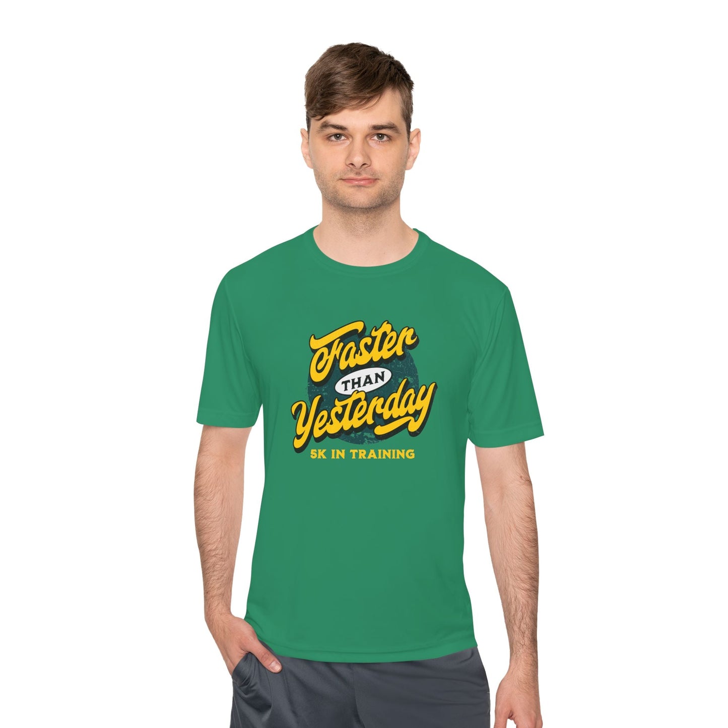 Faster Than Yesterday 5k In Training Moisture Wicking Tee - Unisex - Forward Gear Athletics