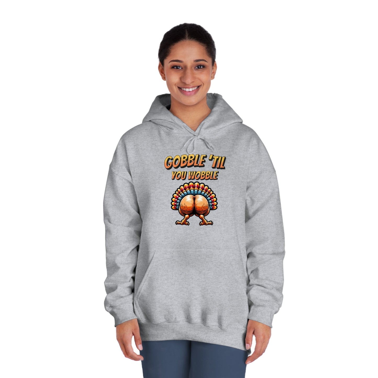 Gobble Till You Wobble - Turkey Behind - Unisex DryBlend® Hooded Sweatshirt - Forward Gear Athletics
