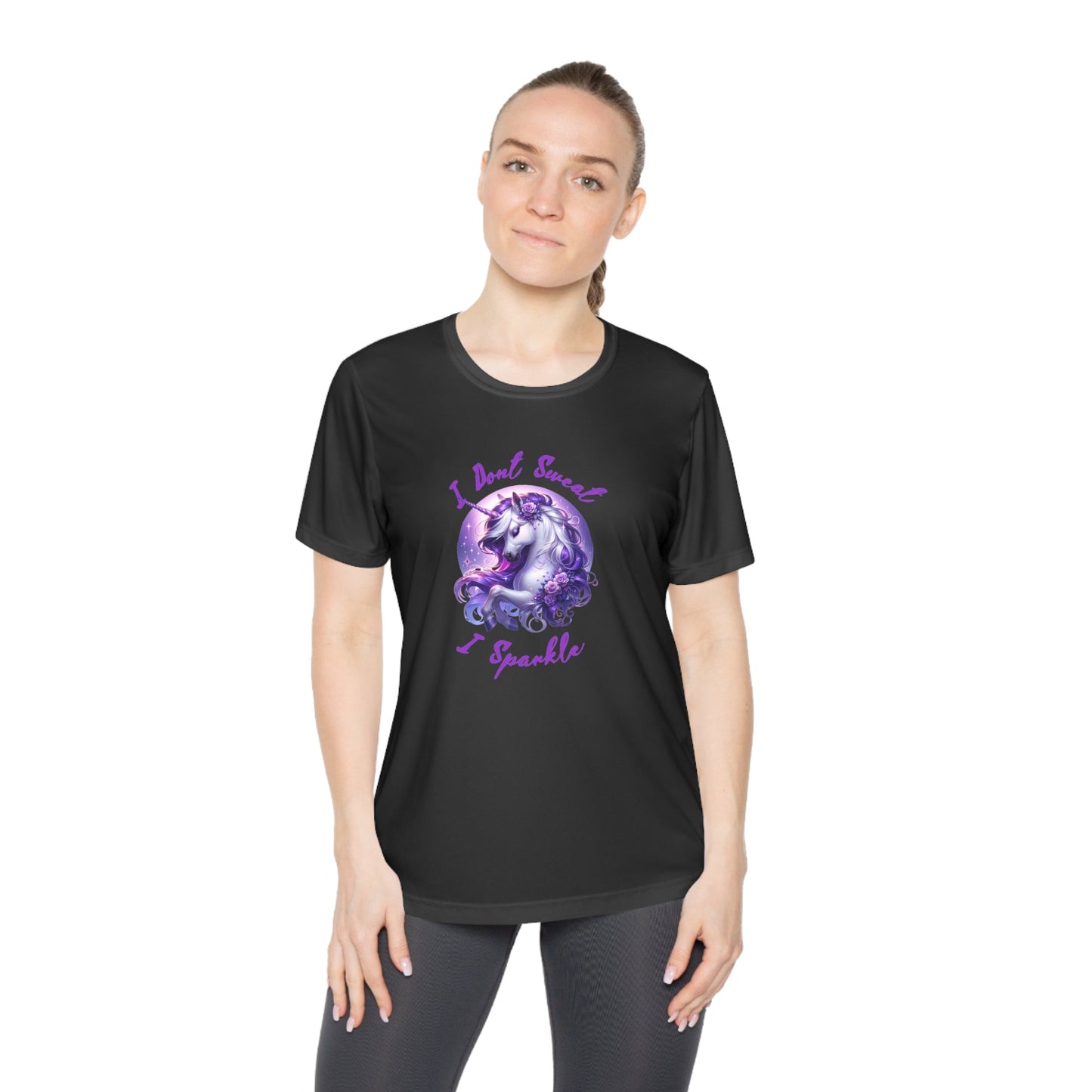 I Don't Sweat I Sparkle - Purple Unicorn - Ladies Competitor Tee - Forward Gear Athletics