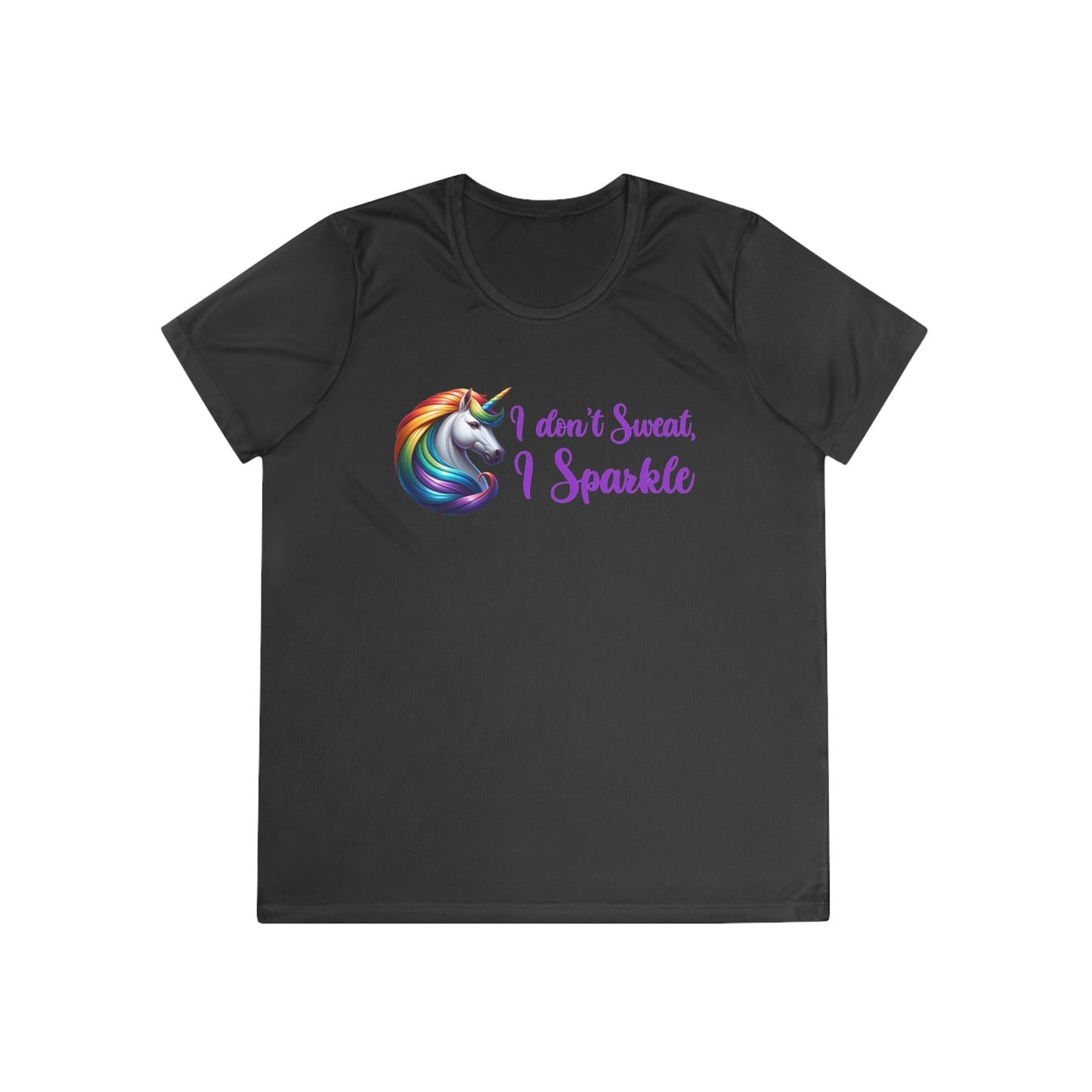 I Don't Sweat I Sparkle - Rainbow Unicorn - Ladies Competitor Tee - Forward Gear Athletics