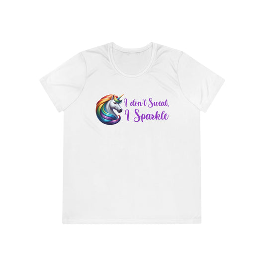 I Don't Sweat I Sparkle - Rainbow Unicorn - Ladies Competitor Tee - Forward Gear Athletics