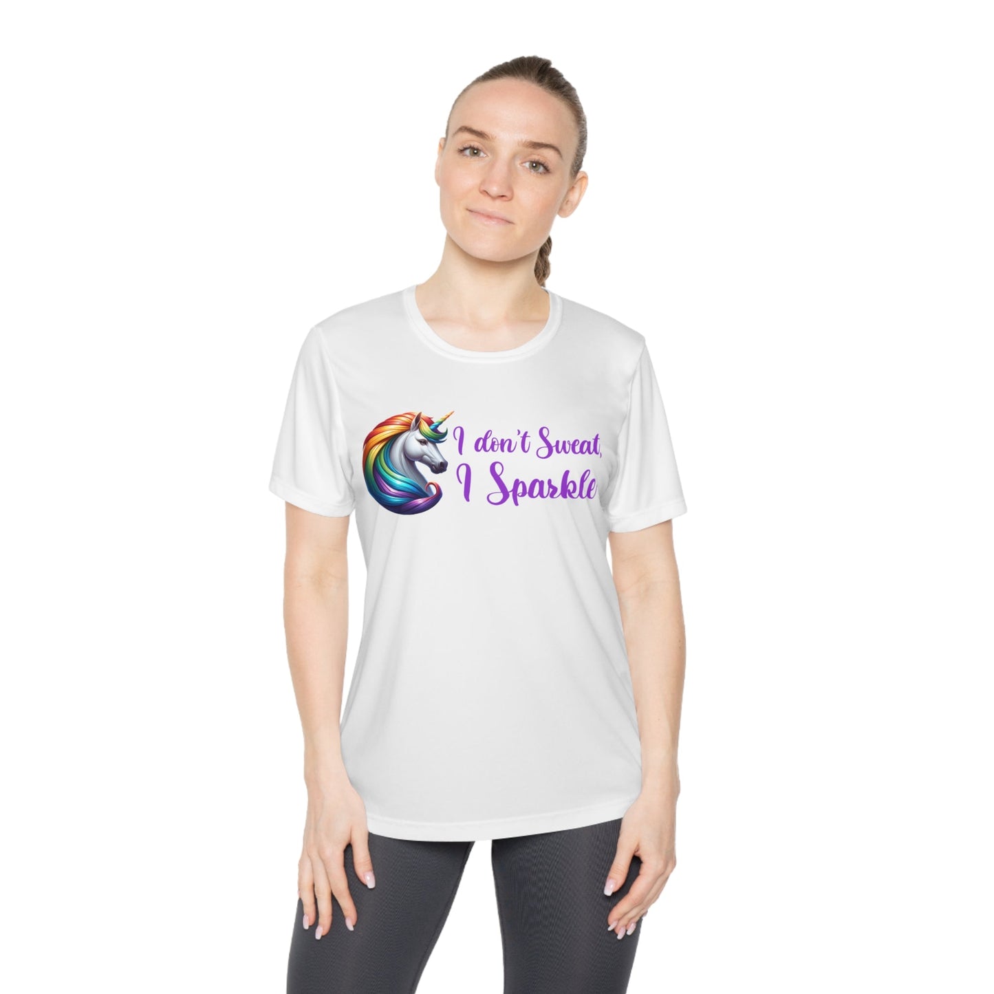 I Don't Sweat I Sparkle - Rainbow Unicorn - Ladies Competitor Tee - Forward Gear Athletics