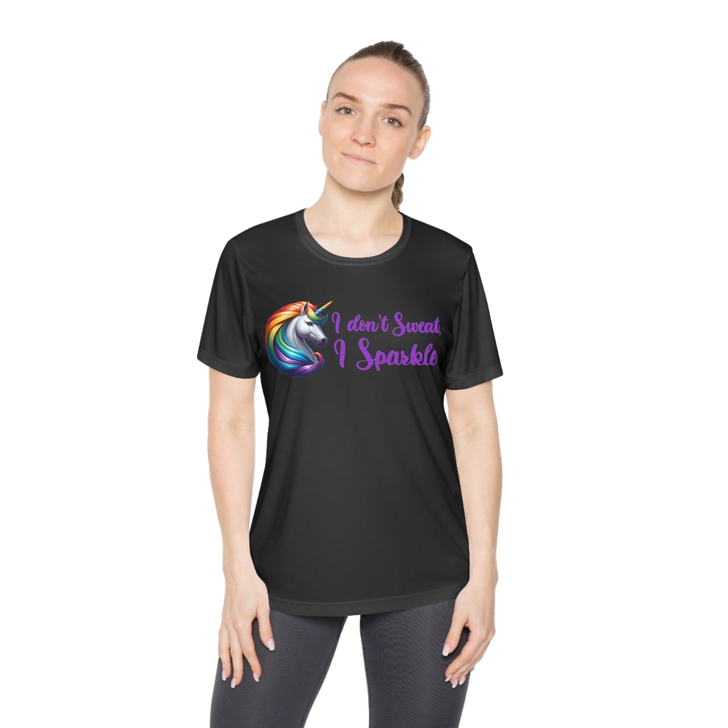 I Don't Sweat I Sparkle - Rainbow Unicorn - Ladies Competitor Tee - Forward Gear Athletics