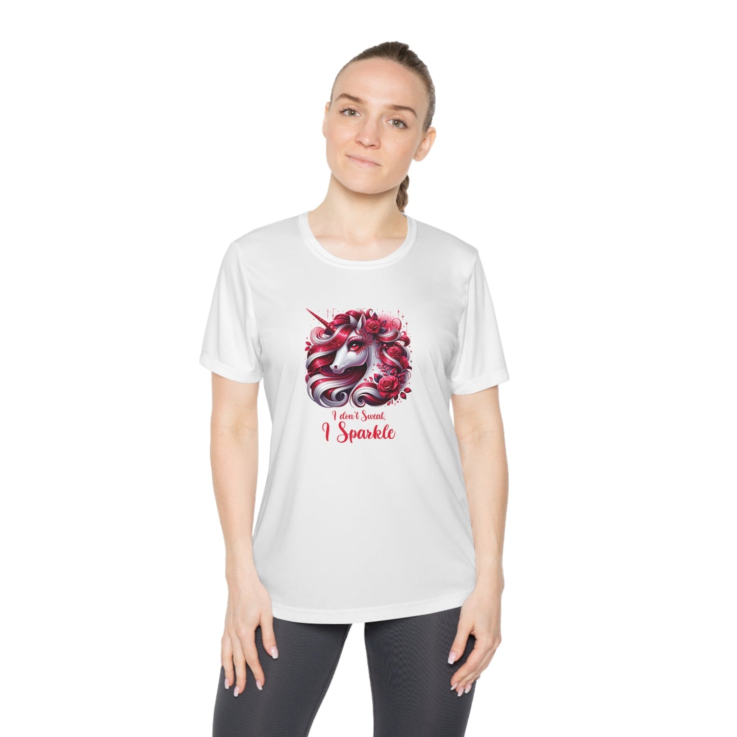 I Don't Sweat I Sparkle - Red Unicorn - Ladies Competitor Tee - Forward Gear Athletics
