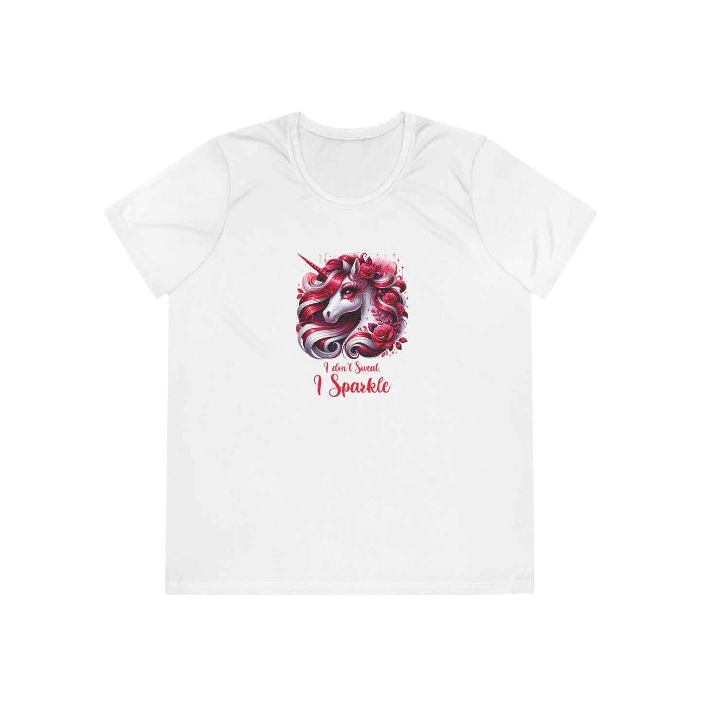 I Don't Sweat I Sparkle - Red Unicorn - Ladies Competitor Tee - Forward Gear Athletics