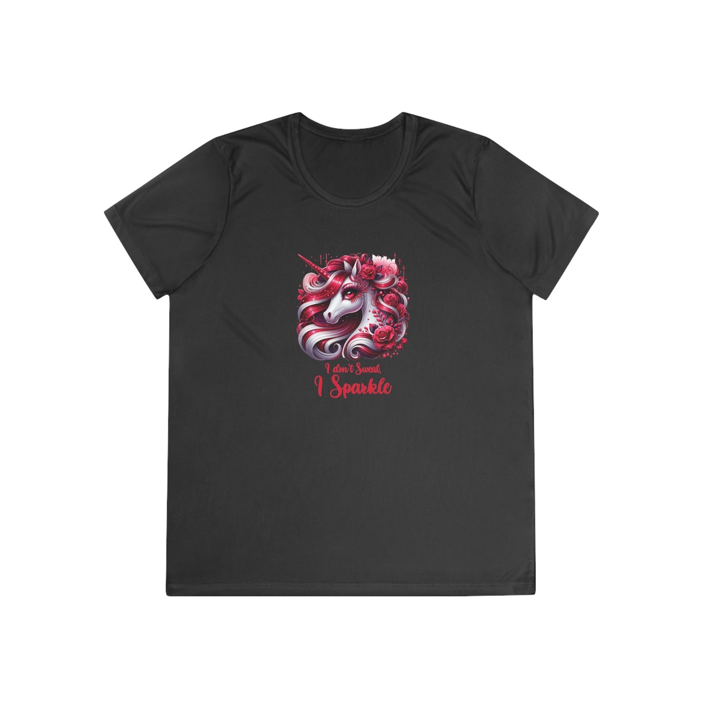 I Don't Sweat I Sparkle - Red Unicorn - Ladies Competitor Tee - Forward Gear Athletics