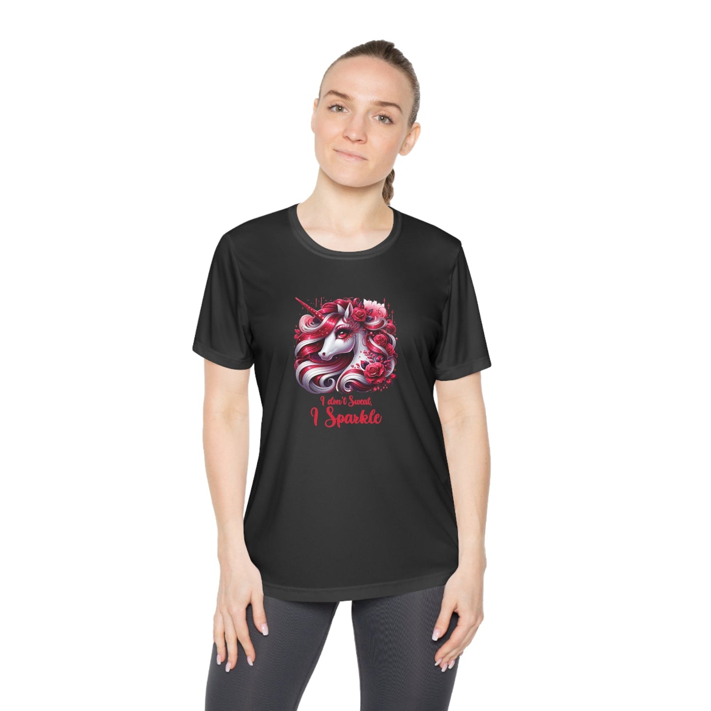 I Don't Sweat I Sparkle - Red Unicorn - Ladies Competitor Tee - Forward Gear Athletics