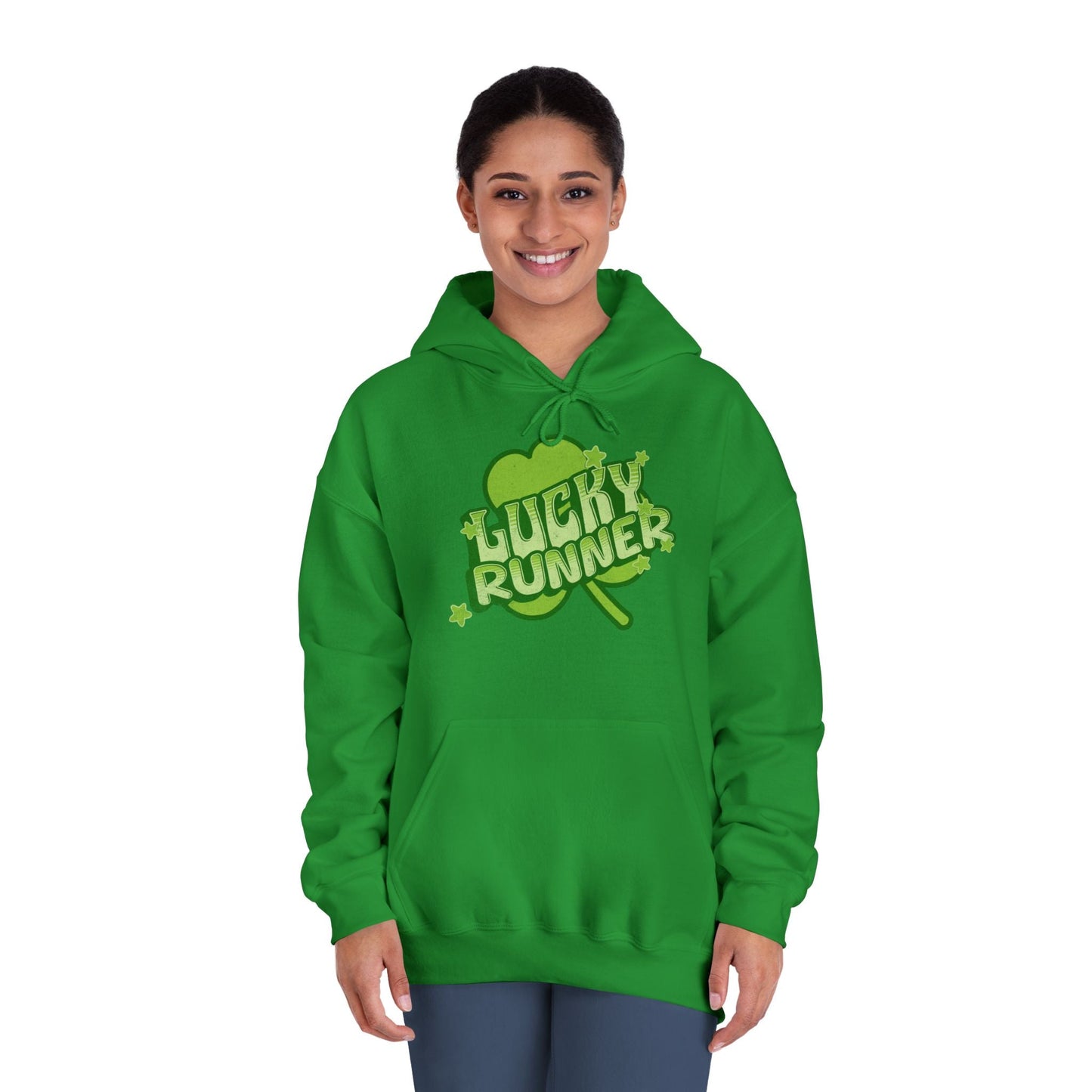 Lucky Runner Shamrock - Unisex DryBlend Hooded Sweatshirt - Forward Gear Athletics