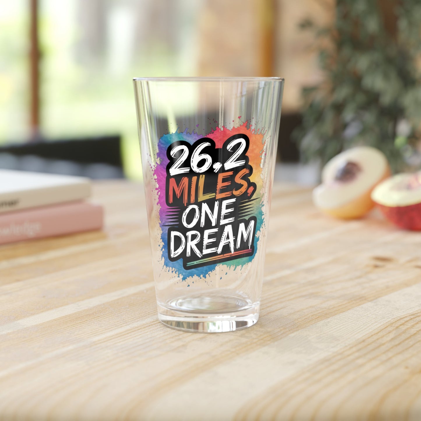 Motivational Pint Glass - 16oz "26.2 Miles, One Dream" Perfect for Runners - Forward Gear Athletics