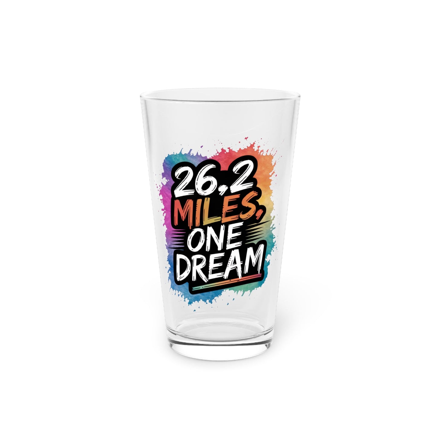 Motivational Pint Glass - 16oz "26.2 Miles, One Dream" Perfect for Runners - Forward Gear Athletics