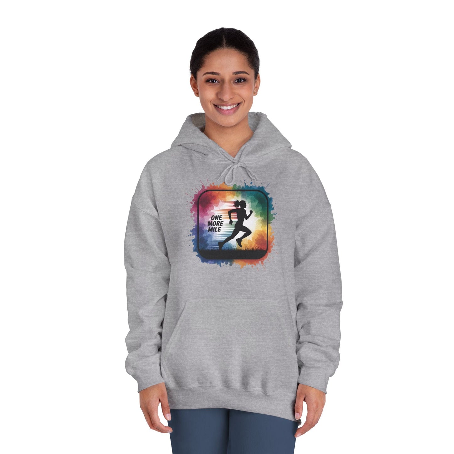 One More Mile Rainbow Woman Runner - Unisex DryBlend Hooded Sweatshirt - Forward Gear Athletics