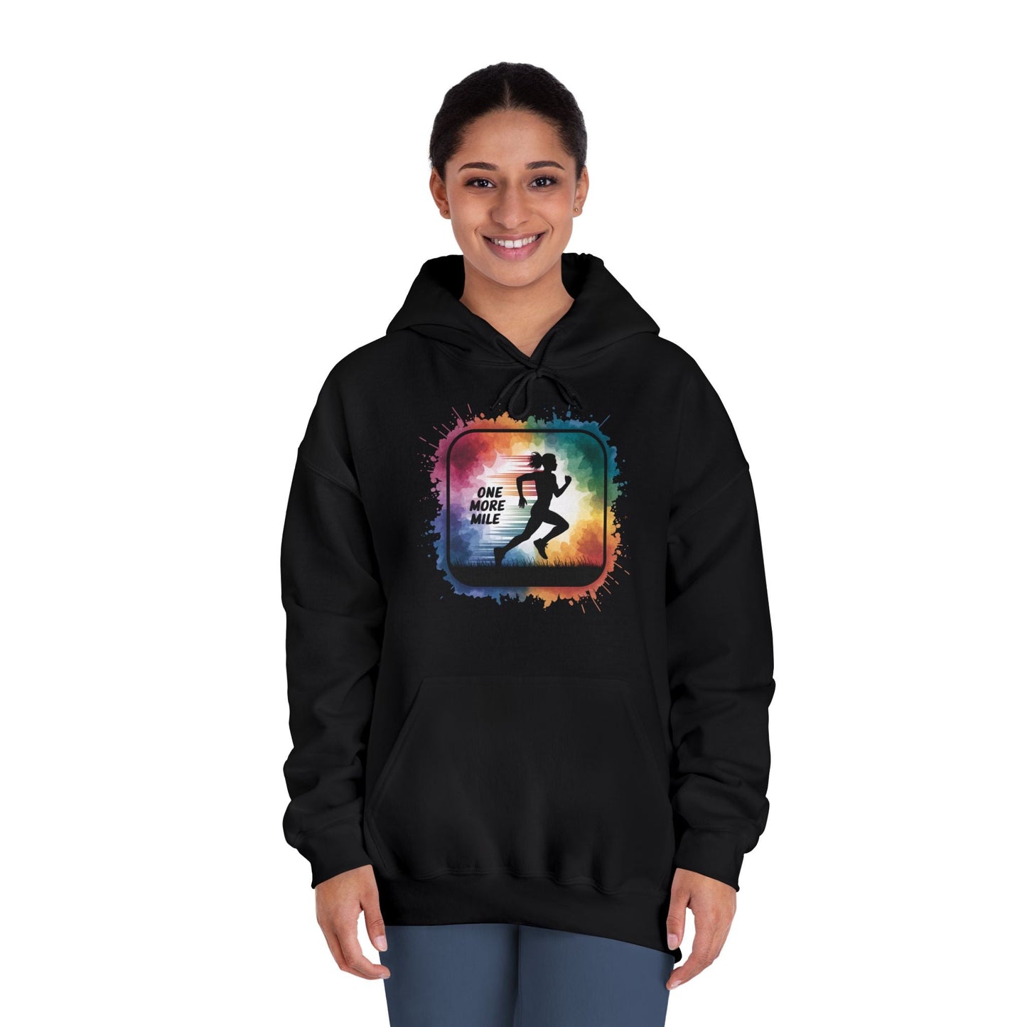 One More Mile Rainbow Woman Runner - Unisex DryBlend Hooded Sweatshirt - Forward Gear Athletics