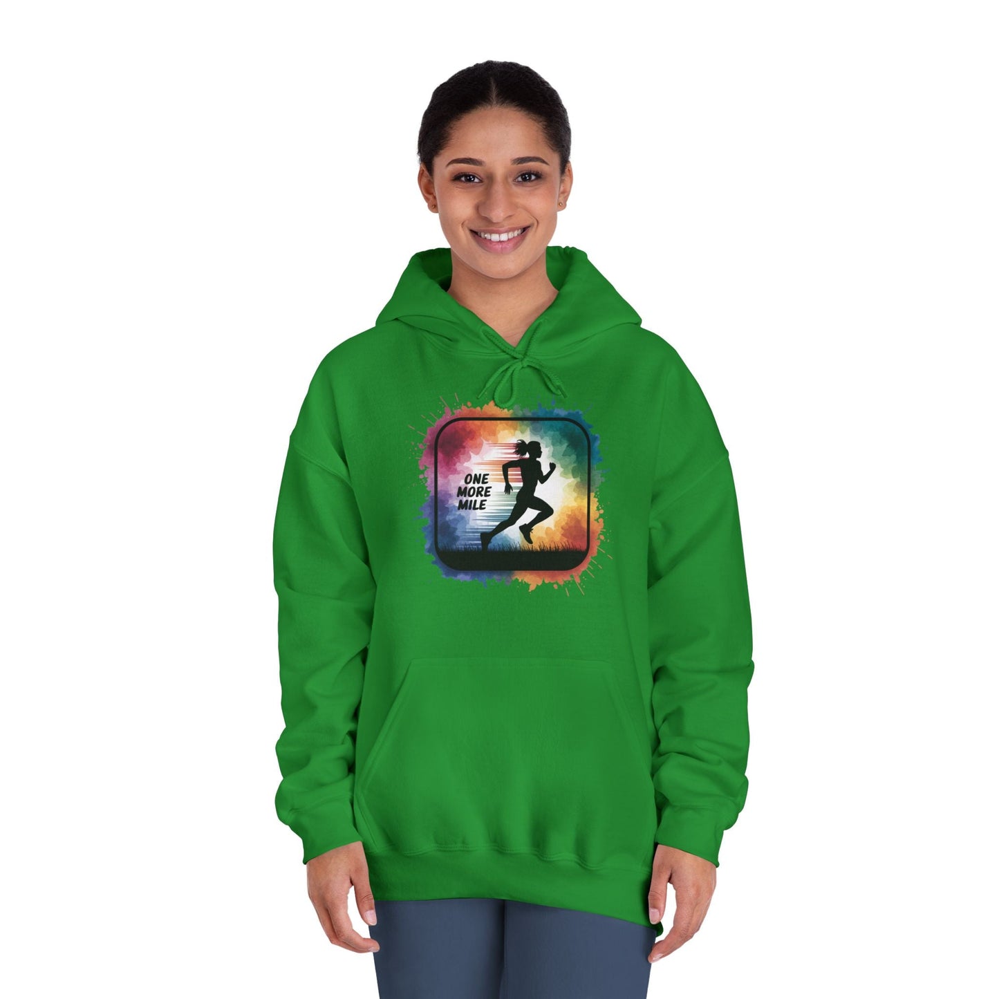 One More Mile Rainbow Woman Runner - Unisex DryBlend Hooded Sweatshirt - Forward Gear Athletics