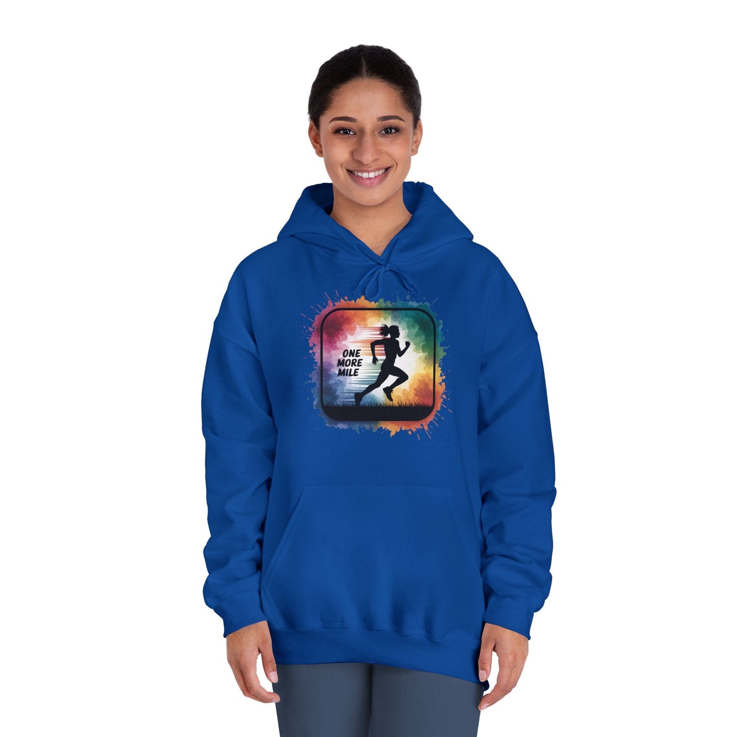 One More Mile Rainbow Woman Runner - Unisex DryBlend Hooded Sweatshirt - Forward Gear Athletics
