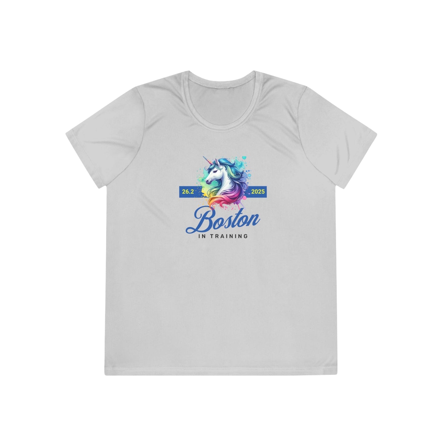 Rainbow Unicorn Boston 2025 - In Training - Women's Moisture Wicking Tee - Forward Gear Athletics