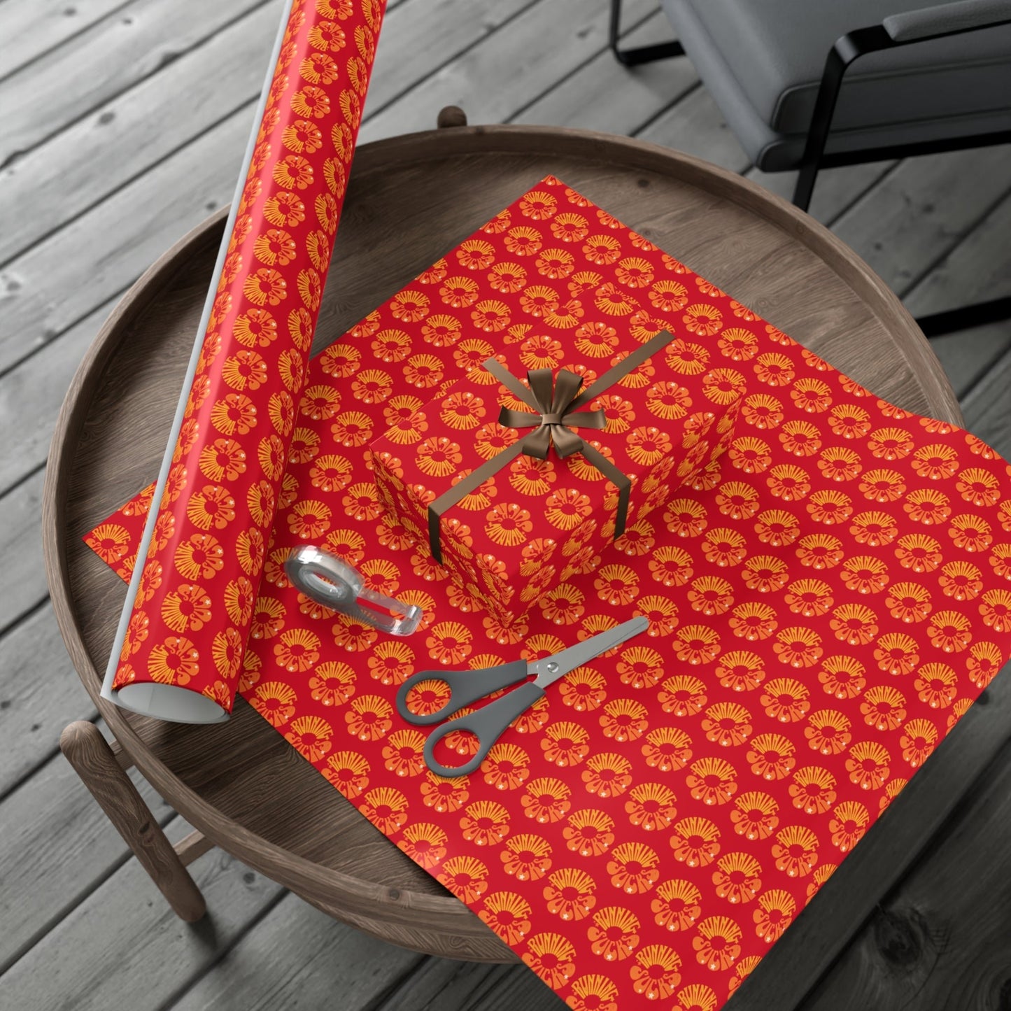Retro Running Sucks - Running Themed Gift Wrapping Paper - Orange on Red - Forward Gear Athletics
