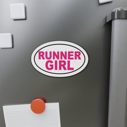 RUNNER GIRL - Triathlon - Oval Die - Cut Magnet 5 x 3 - Forward Gear Athletics
