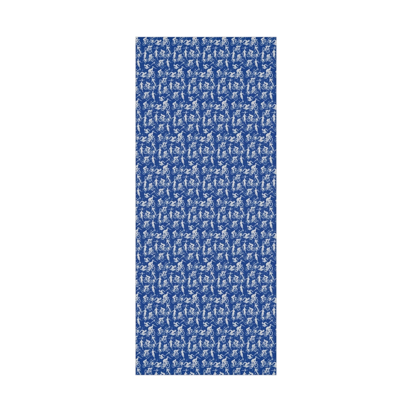 Swim Bike Run Pattern - Triathlon Themed Gift Wrapping Paper - Grey on Blue - Forward Gear Athletics