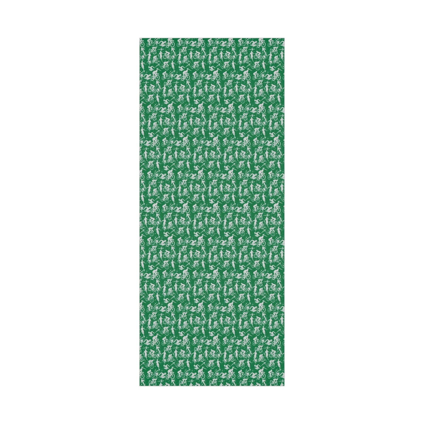 Swim Bike Run Pattern - Triathlon Themed Gift Wrapping Paper - Grey on Green - Forward Gear Athletics