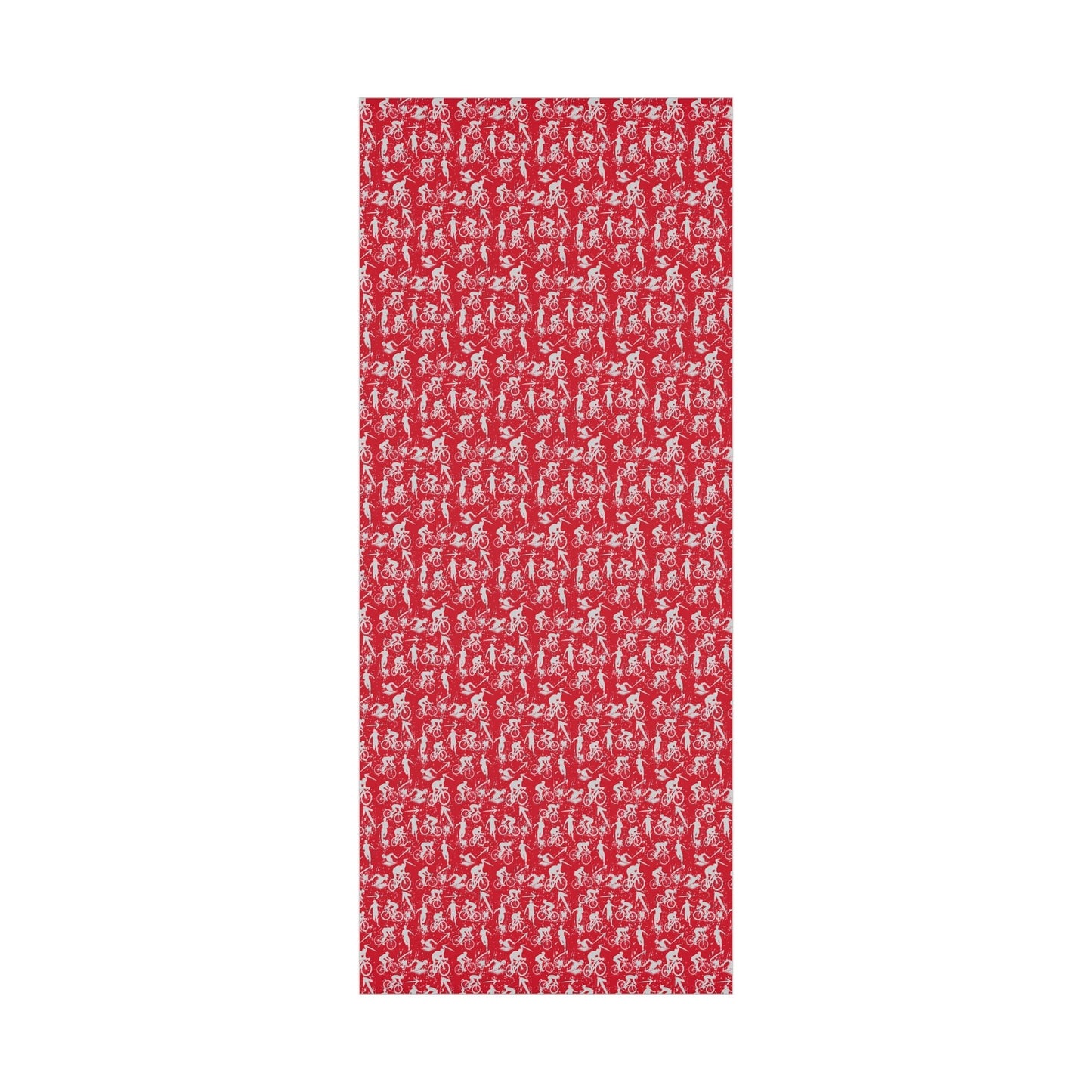 Swim Bike Run Pattern - Triathlon Themed Gift Wrapping Paper - Grey on Red - Forward Gear Athletics