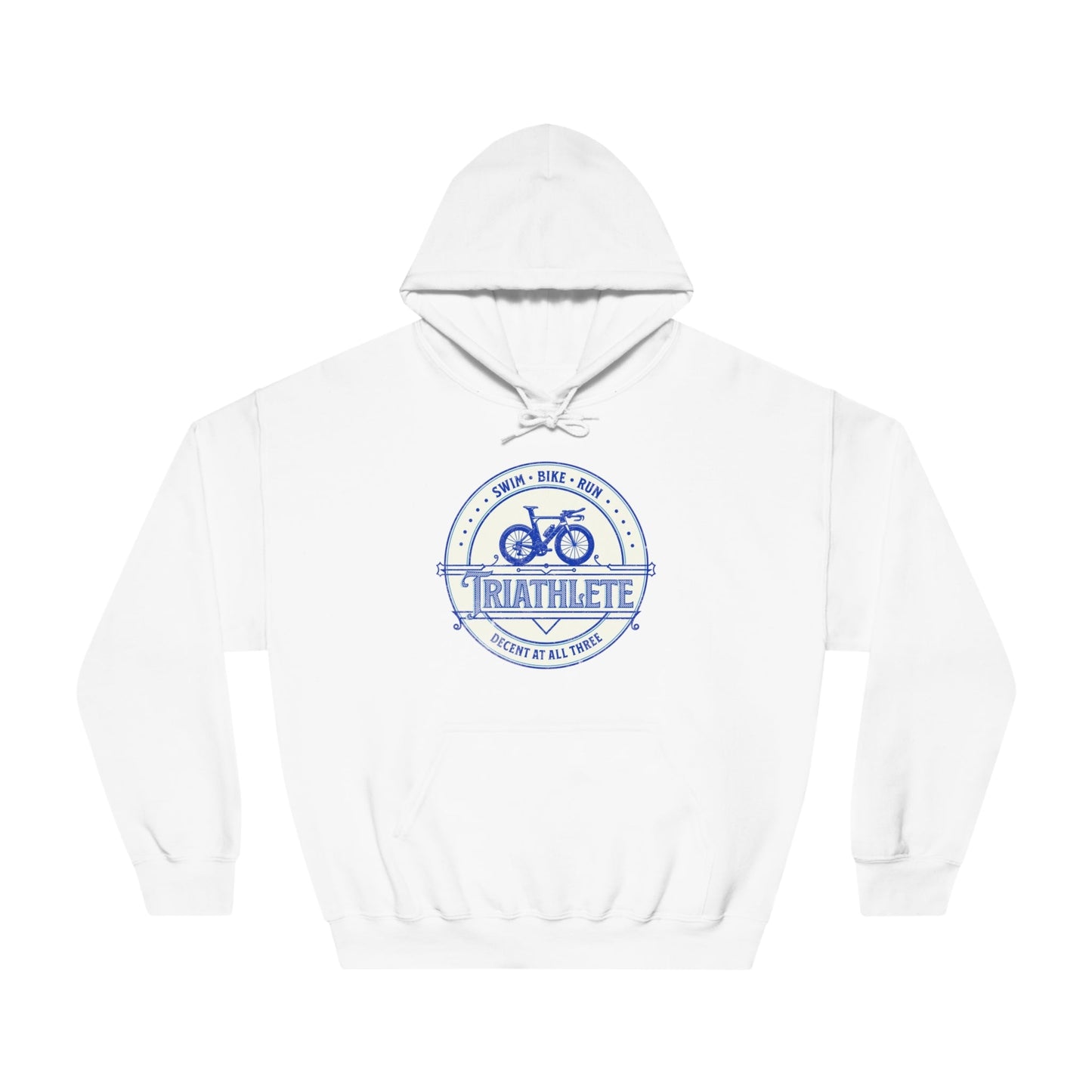 Triathlete - Decent at All Three (Blue) - DryBlend® Hooded Sweatshirt - Forward Gear Athletics