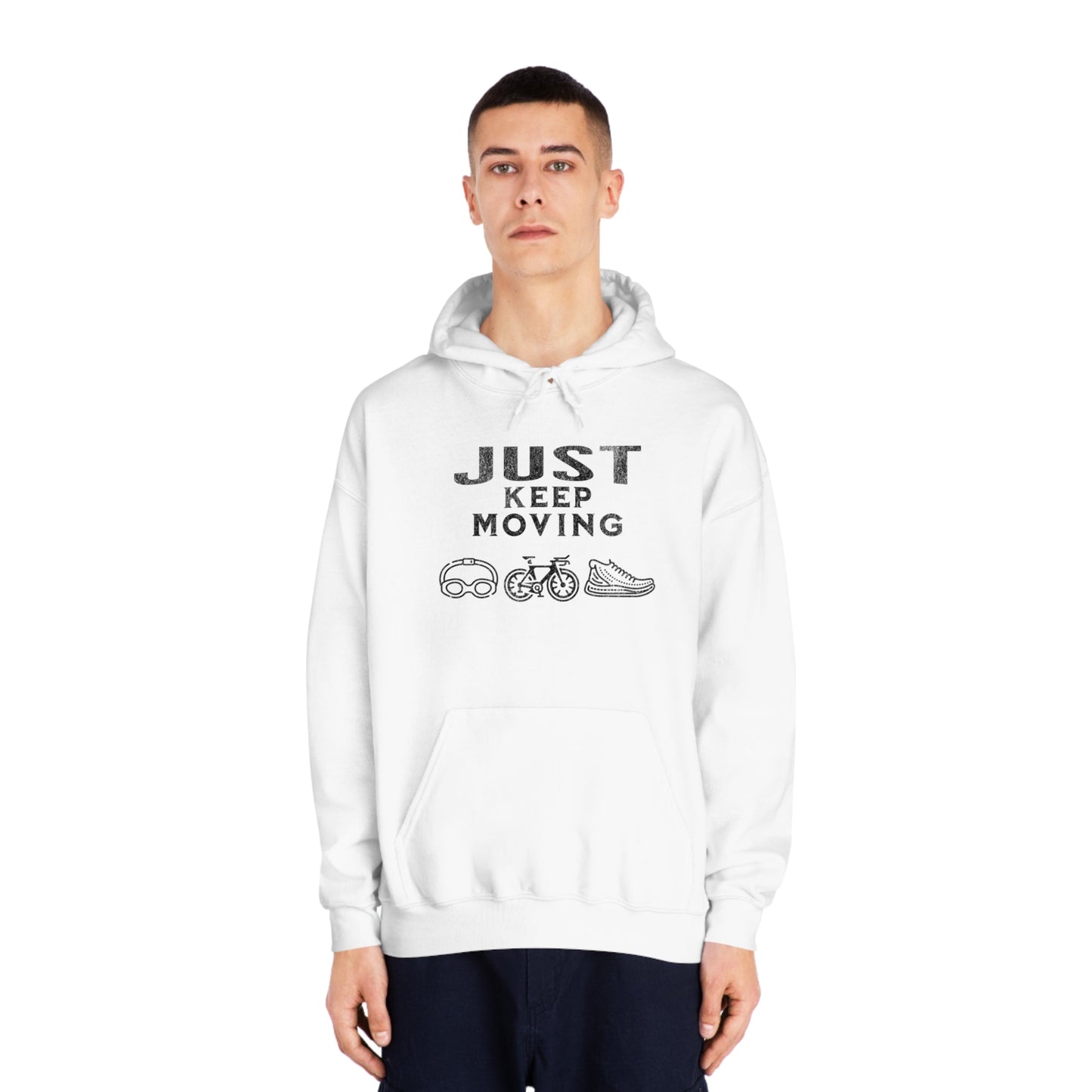 Triathlon - Just Keep Moving, All 3 Logos (Black print) Hoodie - Unisex - Forward Gear Athletics