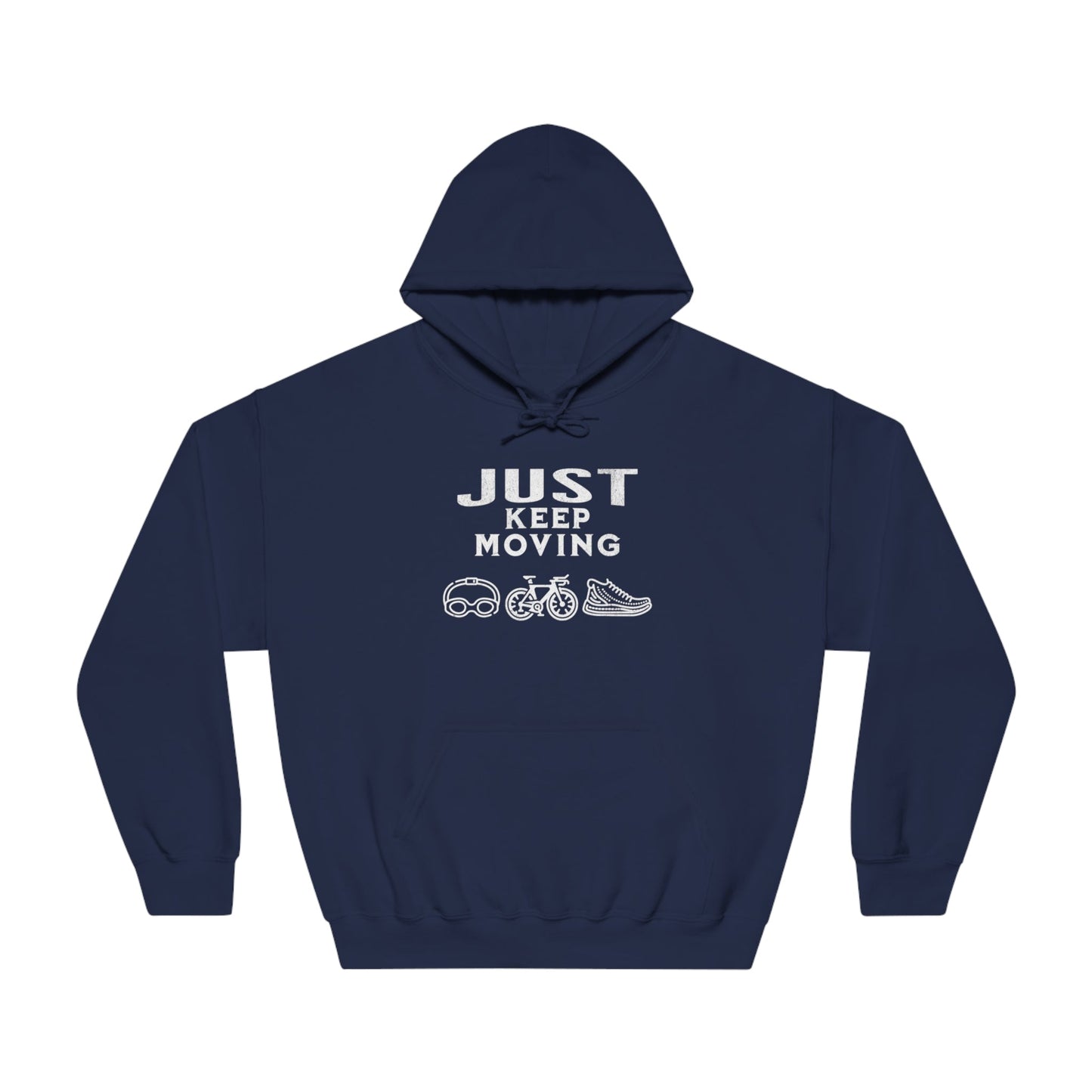 Triathlon - Just Keep Moving, All 3 Logos (White print) Hoodie - Unisex - Forward Gear Athletics