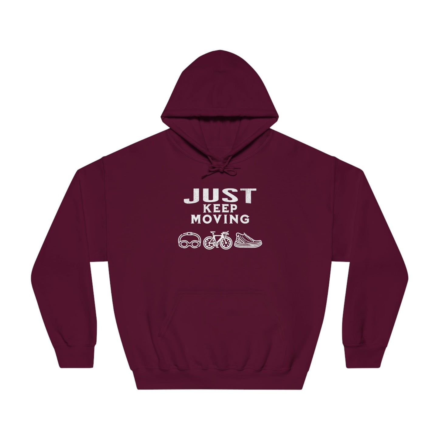 Triathlon - Just Keep Moving, All 3 Logos (White print) Hoodie - Unisex - Forward Gear Athletics