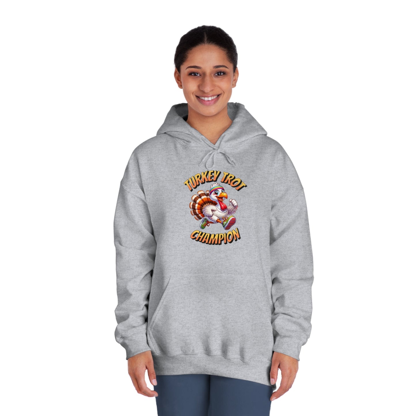 Turkey Trot Champion - Sprinting Turkey - Unisex DryBlend® Hooded Sweatshirt - Forward Gear Athletics