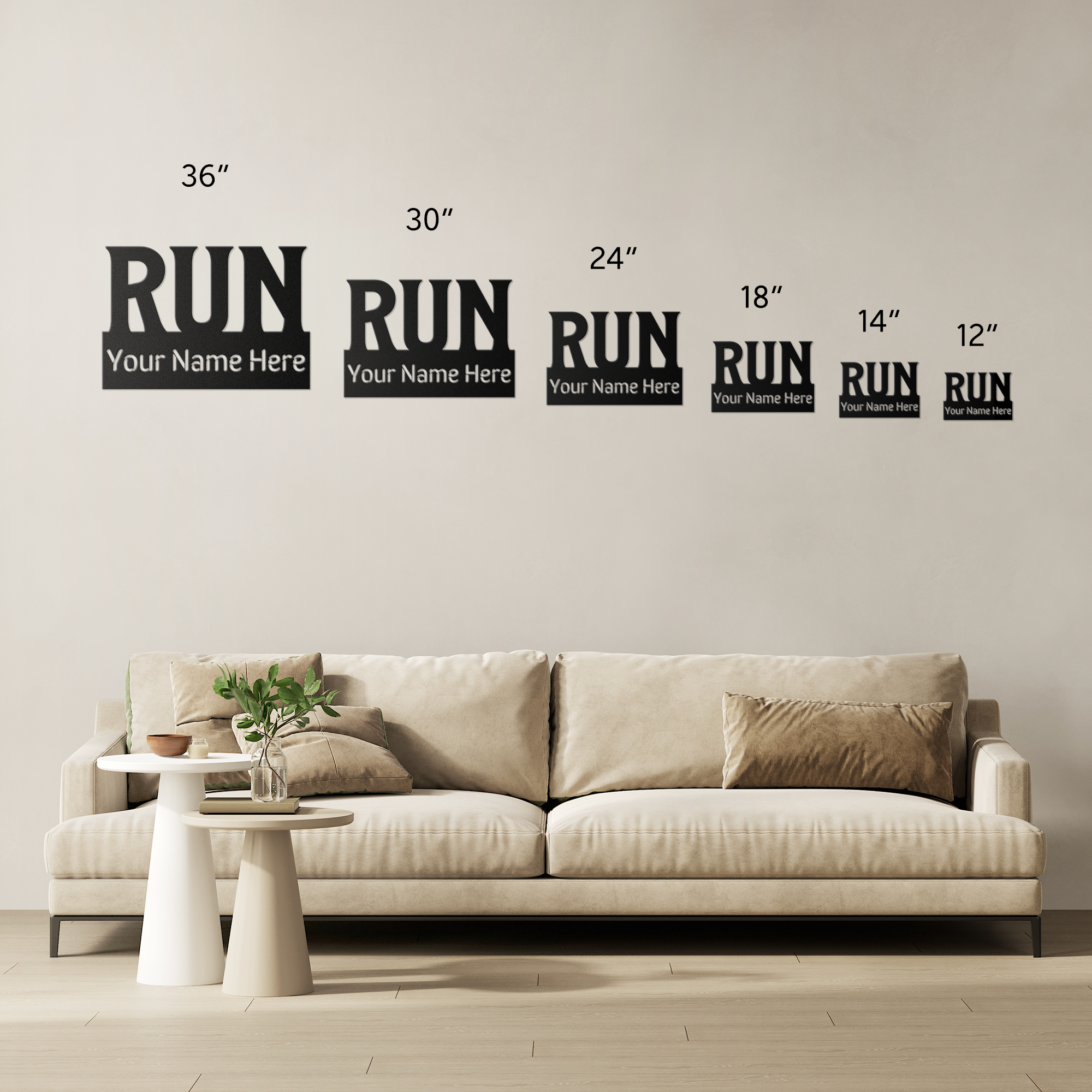 Custom Name - RUN - Die-Cut Metal Sign